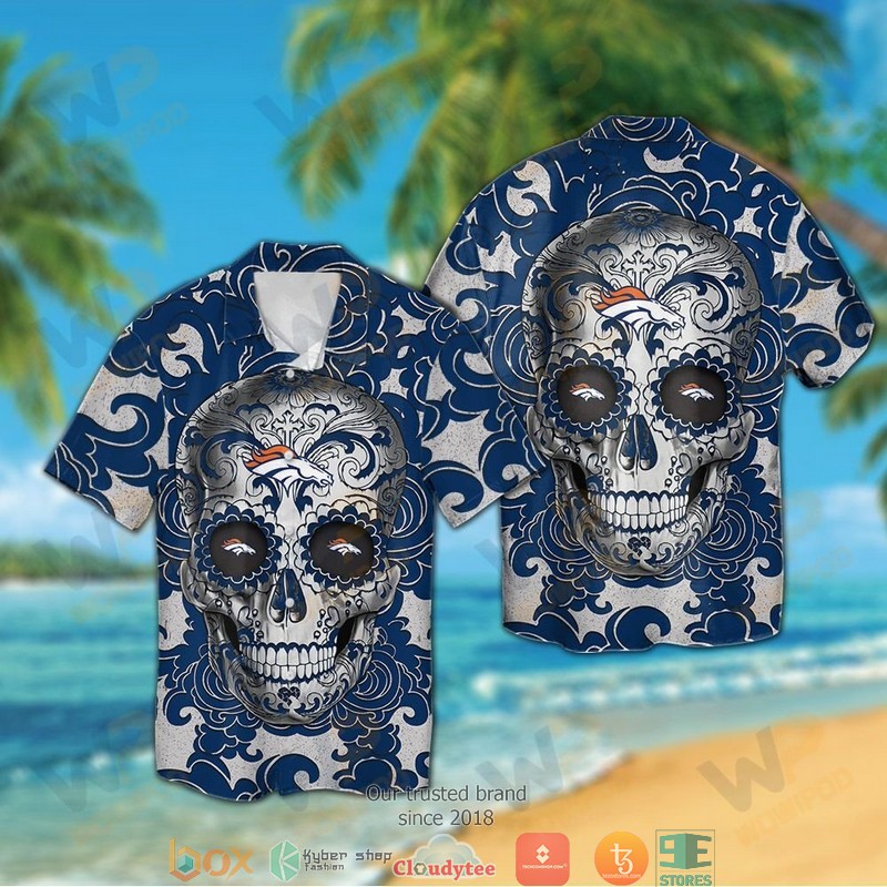 Denver Broncos Sugar Skull Hawaiian Shirt