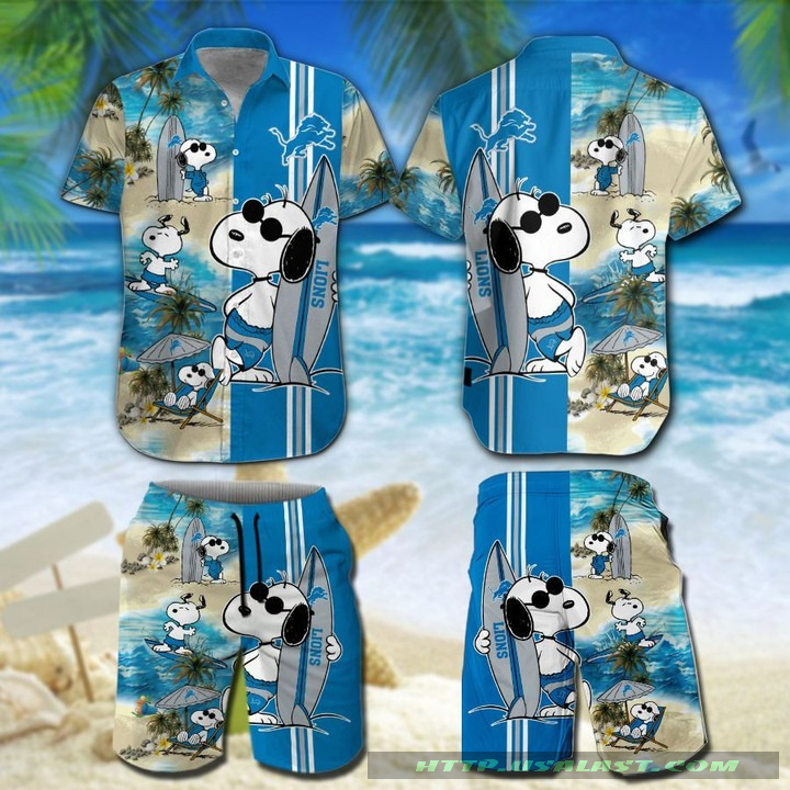 Detroit Lions Snoopy Surfing Hawaiian Shirt