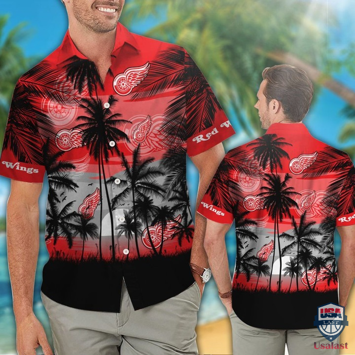 Detroit Red Wings Palm Tree Hawaiian Shirt