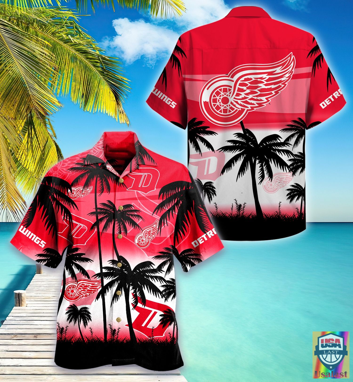 Detroit Red Wings Palm Tree Nhl Hawaiian Shirt - HomeFavo