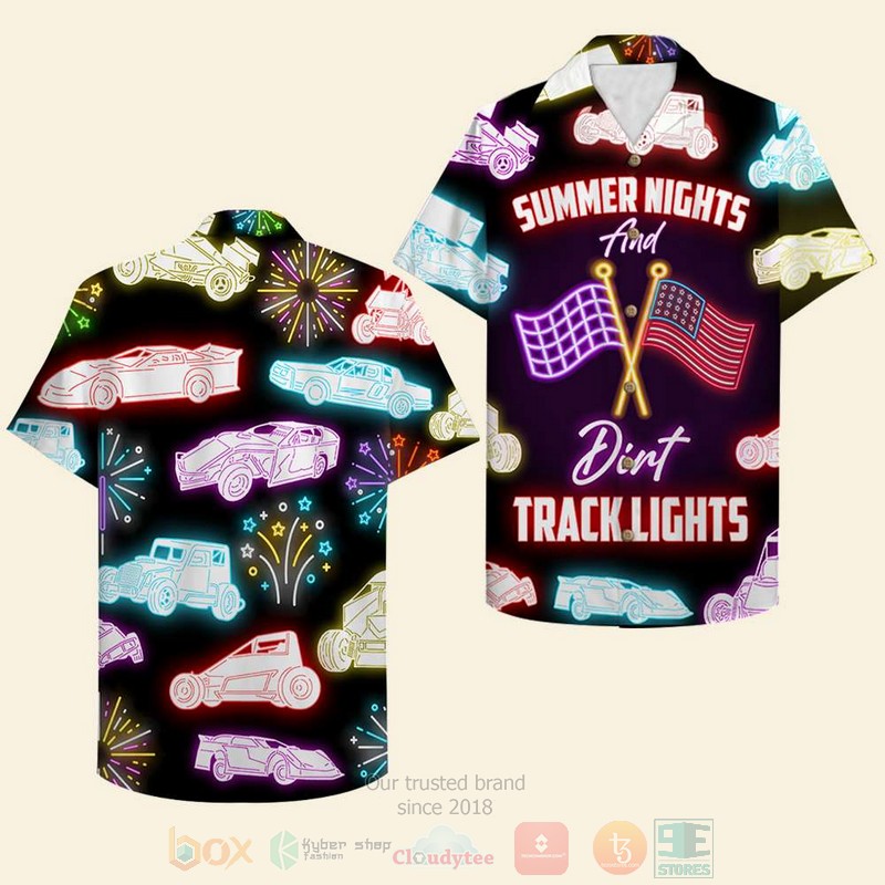 Dirt Track Racing Summer Nights And Dirt Track Lights Dirt Track Car Hawaiian Shirt