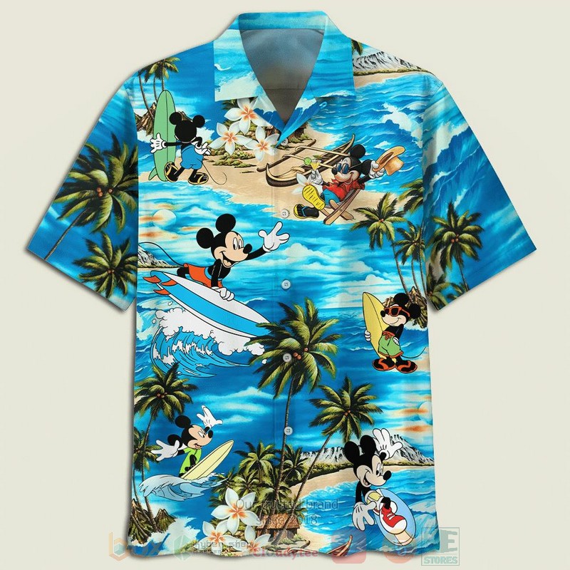 Disney Summer Mickey Mouse Surfboard Short Sleeve Hawaiian Shirt