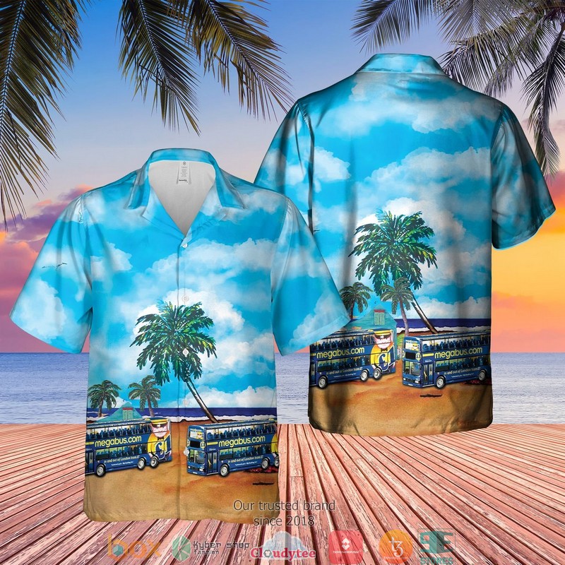 Double Decker Bus Megabus Short Sleeve Hawaiian Shirt