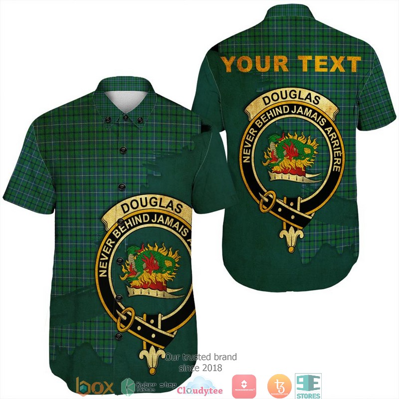 Douglas Ancient Tartan Crest Personalized Short Sleeve Hawaiian Shirt