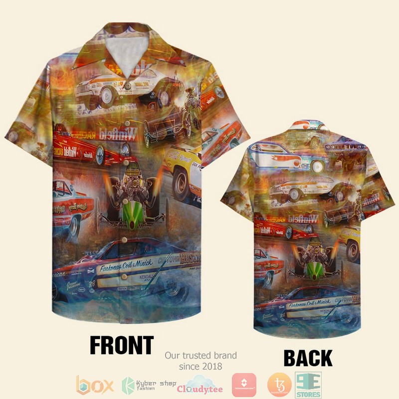 Drag Racing Drag Car Pattern Hawaiian Shirt