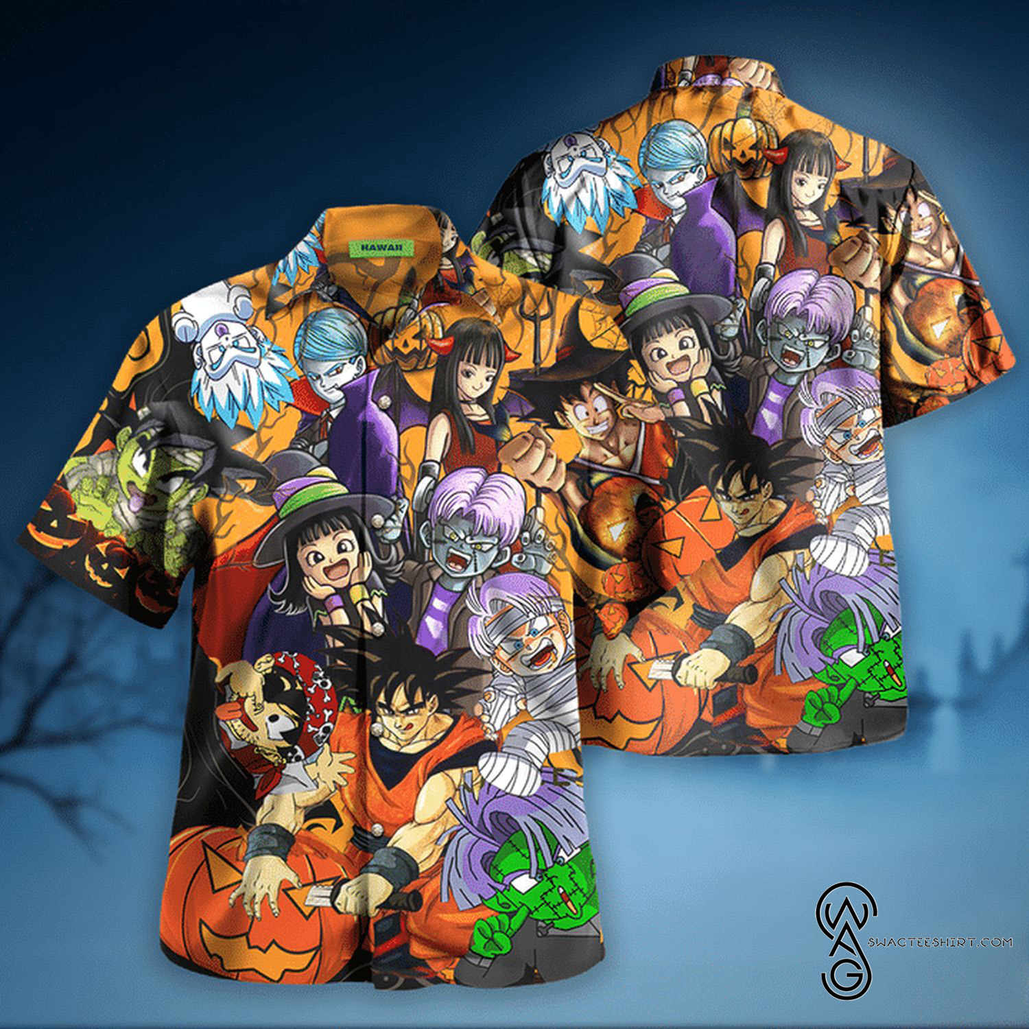 Dragon Ball Horror Style Halloween Casual Beach Full Printing Hawaiian Shirt