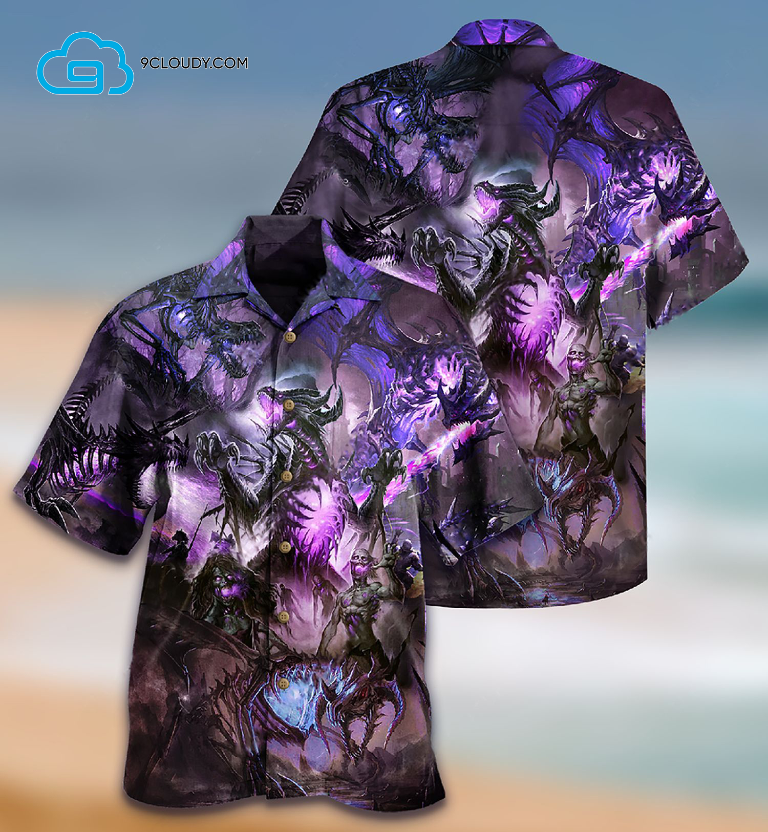 Dragon Skull Love Life All Over Print Hawaiian Shirt