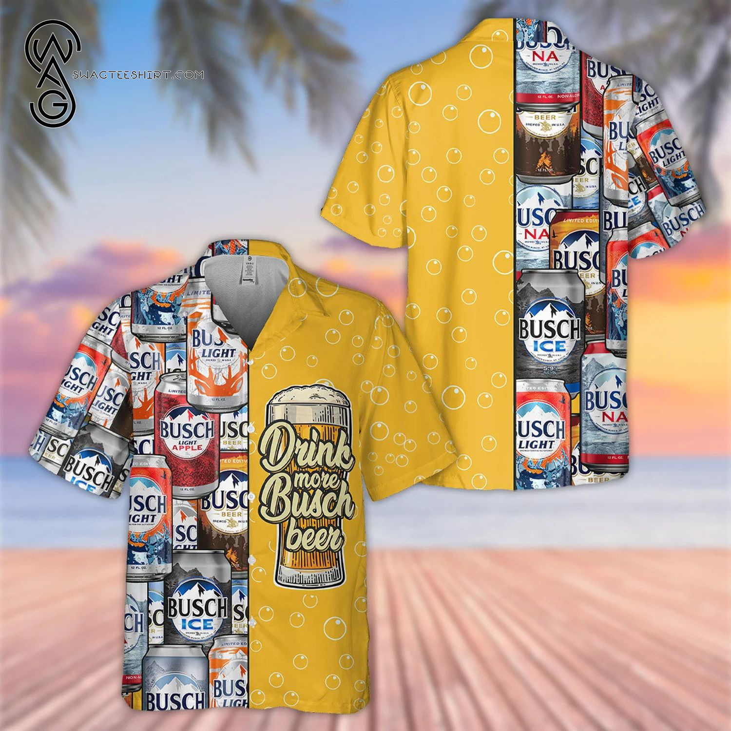 Drink More Busch Ice Beer All Over Print Hawaiian Shirt