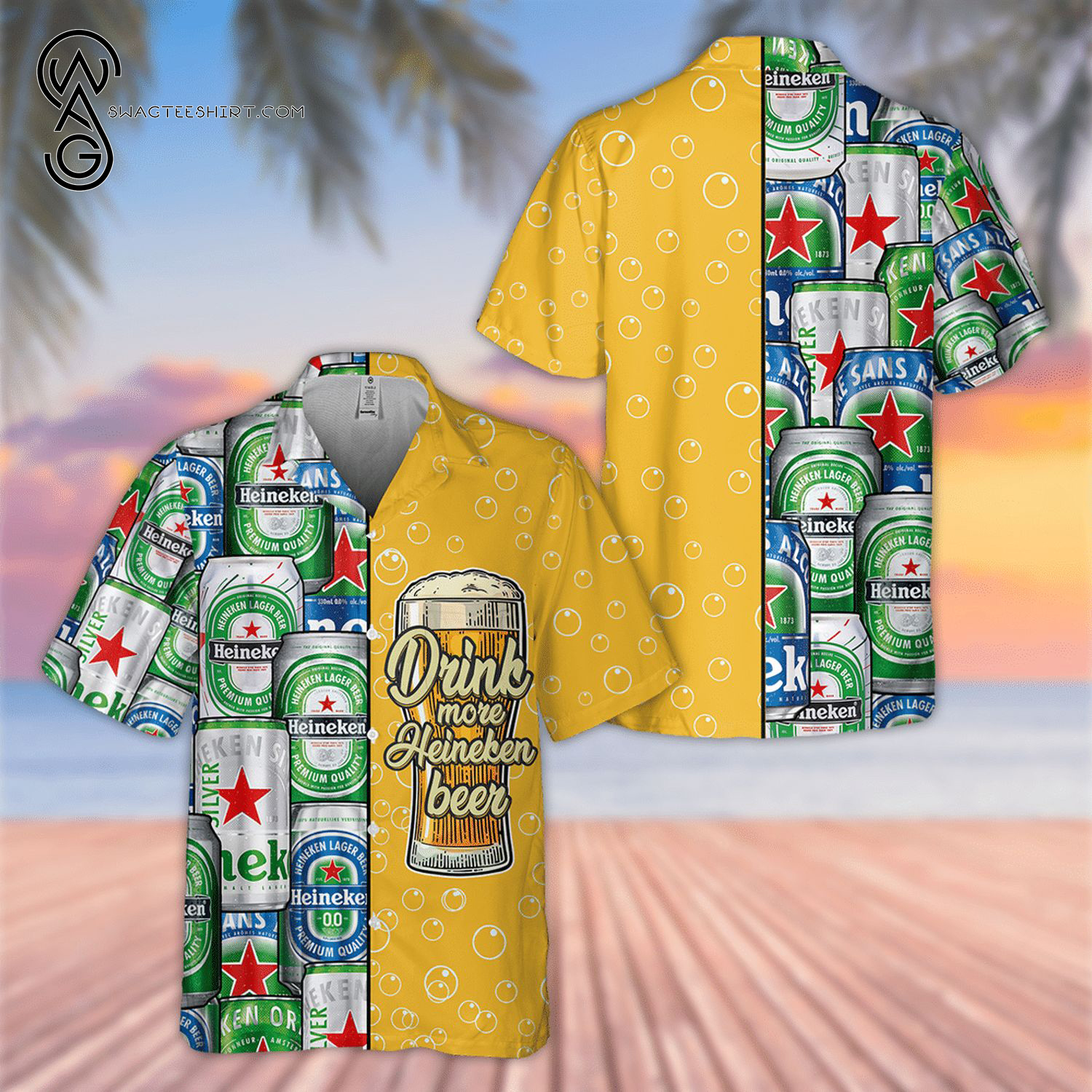 Drink More Heineken Beer All Over Print Hawaiian Shirt