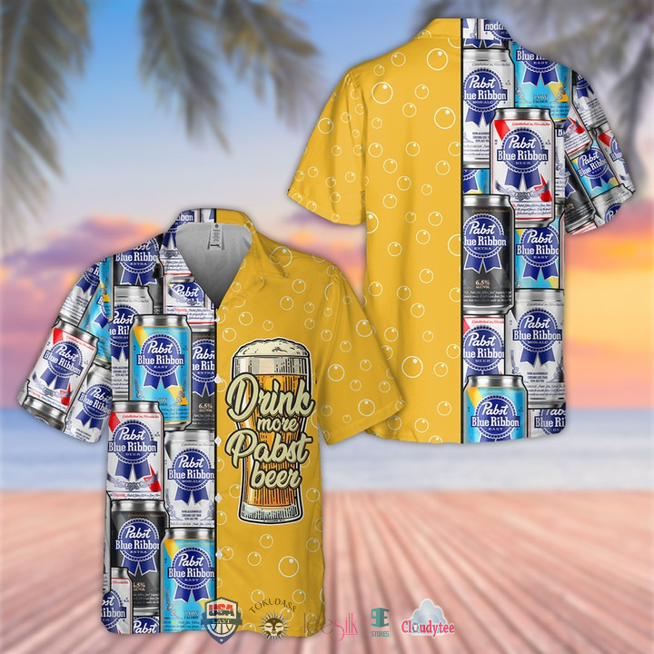 Drink More Pabst Blue Ribbon Beer Hawaiian Shirt