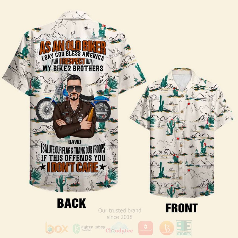 Drinking Biker As An Old Biker I Say God Bless America With Beer Custom Name Hawaiian Shirt