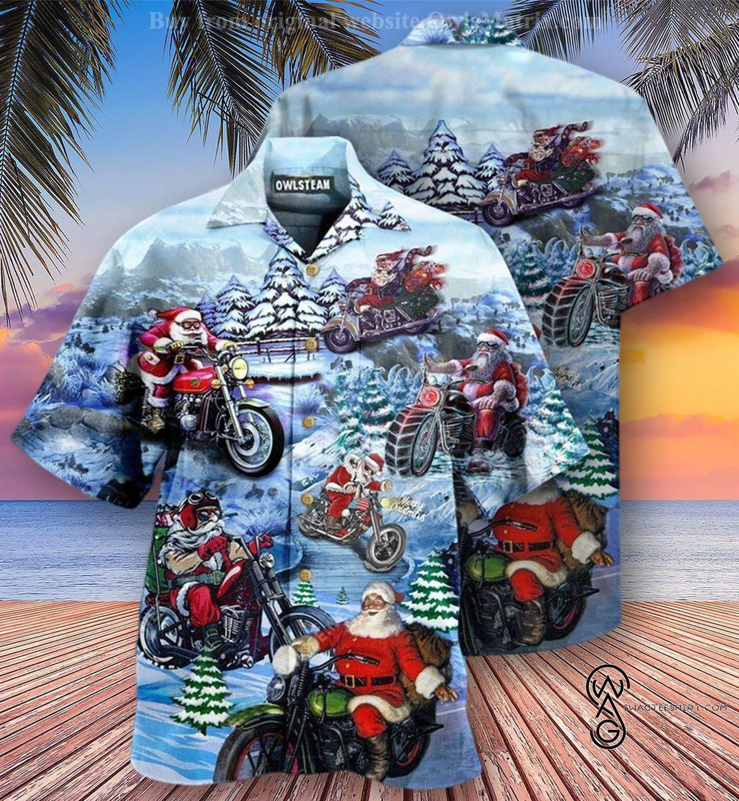 Driving With Santa Claus Christmas Hawaiian Aloha Shirts