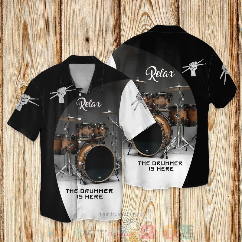 Drum In My Life Relax The Drummer Is Here Short Sleeve Hawaiian Shirt