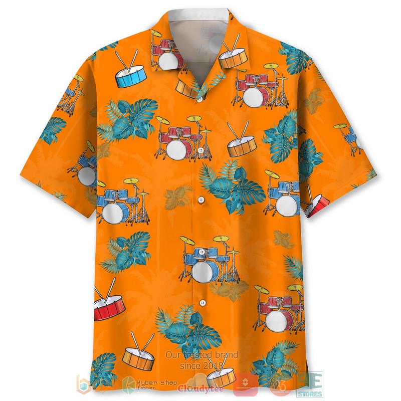 Drum Tropical Orange Hawaiian Shirt