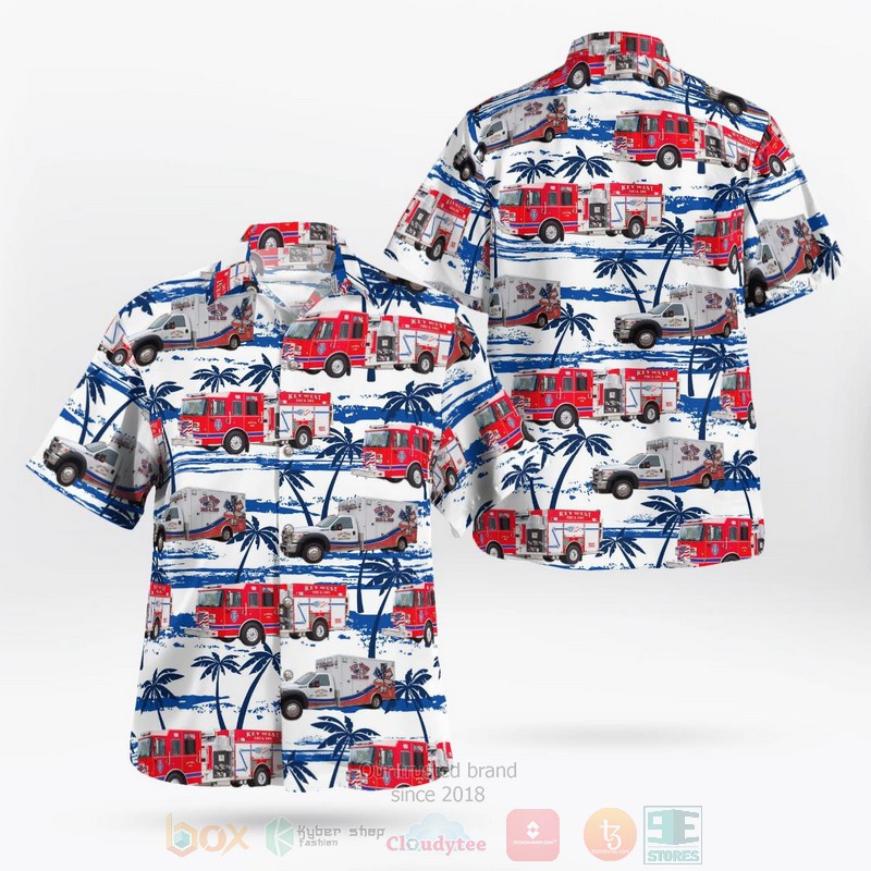 Dubuque County Iowa Key West Fire Department Hawaiian Shirt