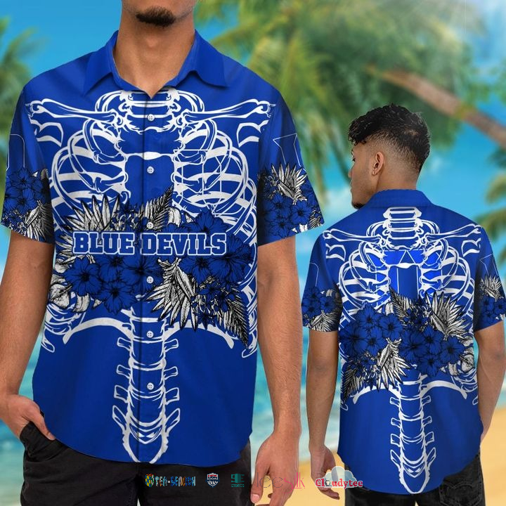 Duke Blue Devils Skeleton Tropical Hawaiian Shirt