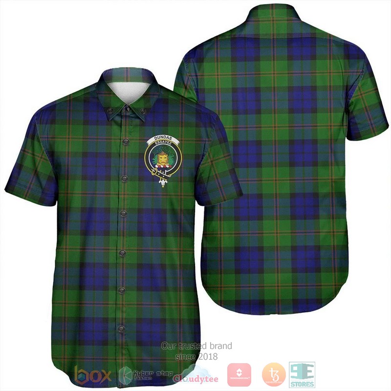 Dundas Modern Tartan Crest Hawaiian Shirt