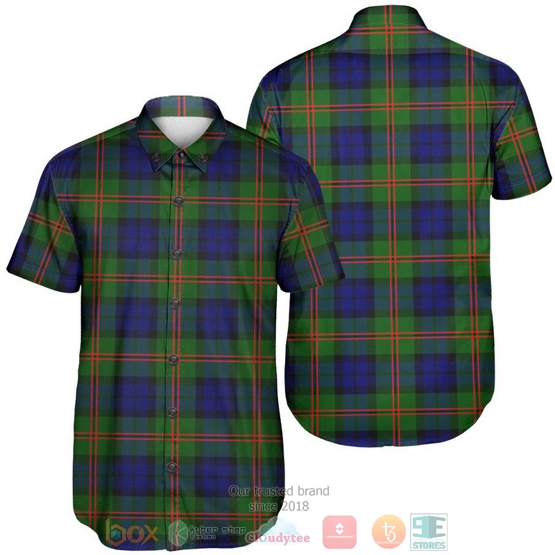 Dundas Modern Tartan Green Checked Pattern Hawaiian Shirt