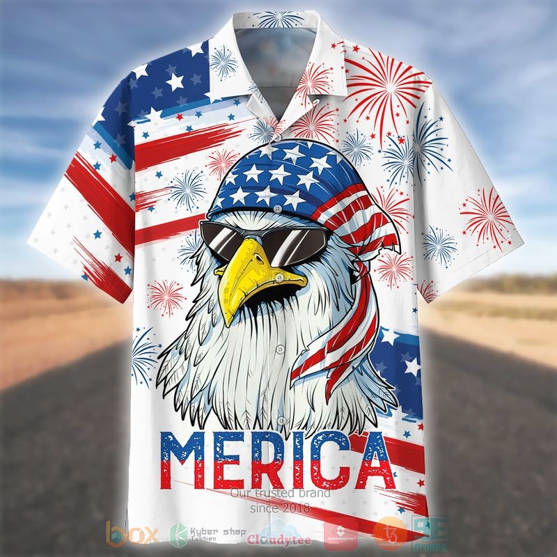 Eagle Merica White Hawaiian Shirt 01