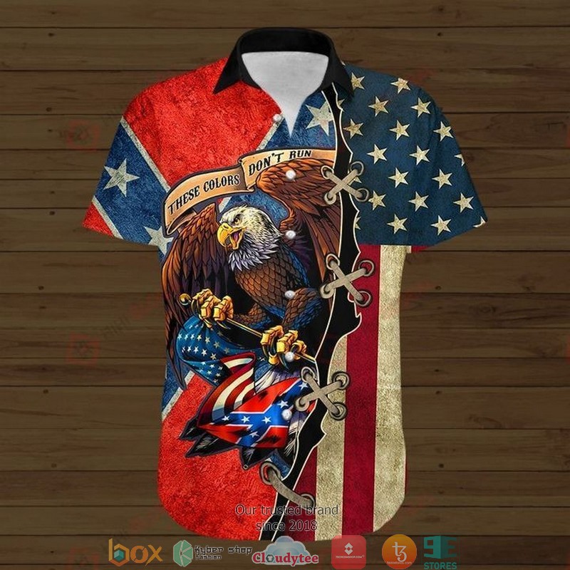 Eagle These Colors Dont Run Short Sleeve Hawaiian Shirt