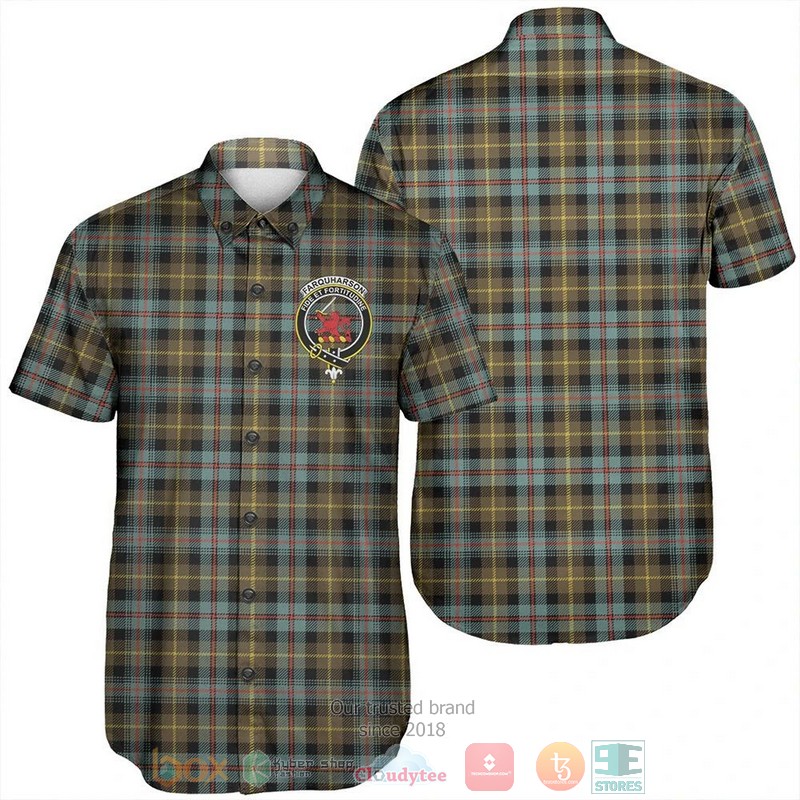 Farquharson Weathered Tartan Crest Hawaiian Shirt