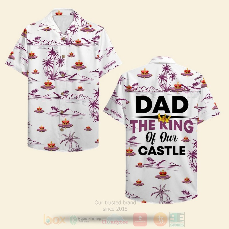 Fathers Day Crown The King Of Our Castle Custom Name Hawaiian Shirt