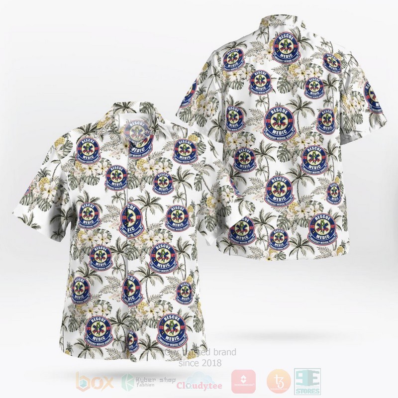 Fdny Rescue Medic White Hawaiian Shirt