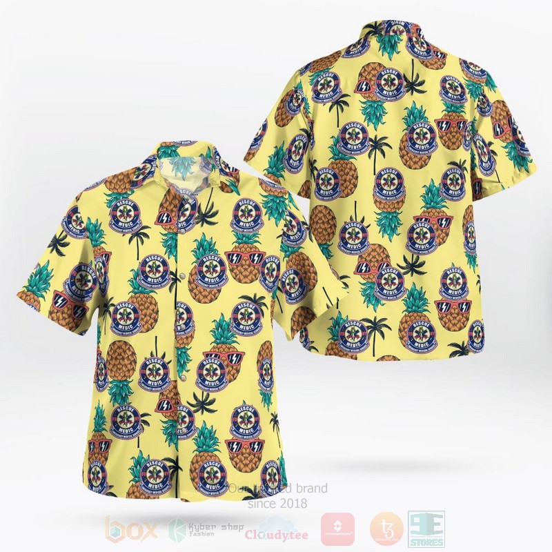 Fdny Rescue Medic Yellow Hawaiian Shirt