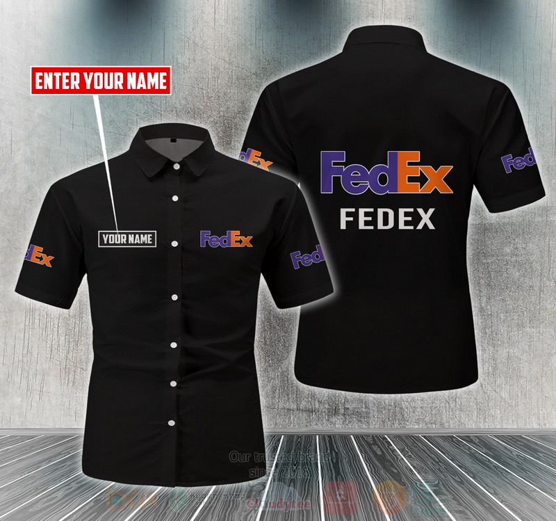 Fedex Custom Name Black Hawaiian Shirt