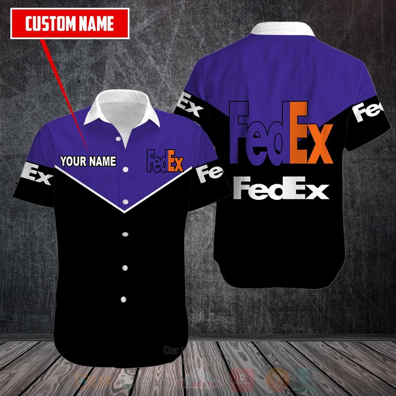 Fedex Custom Name Purple Black Hawaiian Shirt