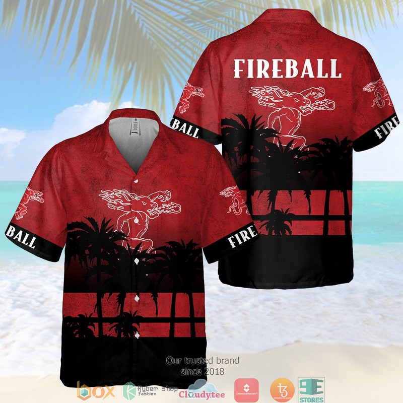 Fireball Cinnamon Whisky Coconut Island Hawaiian Shirt