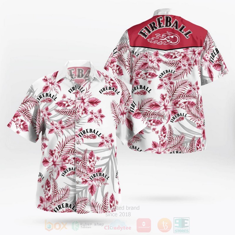 Fireball Cinnamon Whisky Flower Hawaiian Shirt