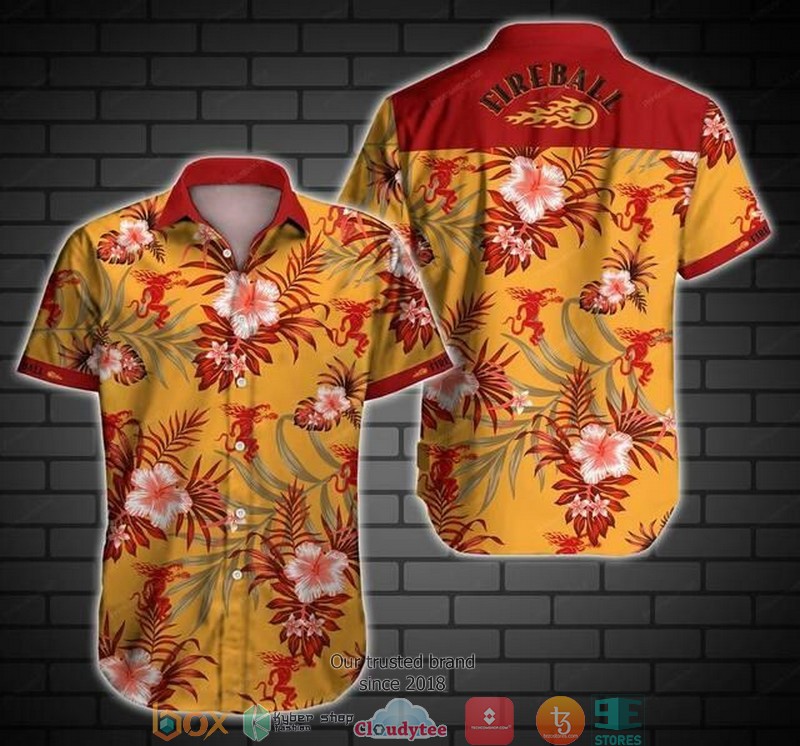 Fireball Cinnamon Whisky Short Sleeve Hawaiian Shirt