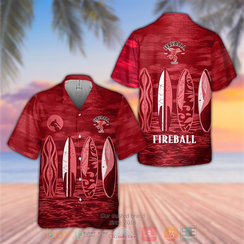 Fireball Cinnamon Whisky Surfboard Hawaiian Shirt