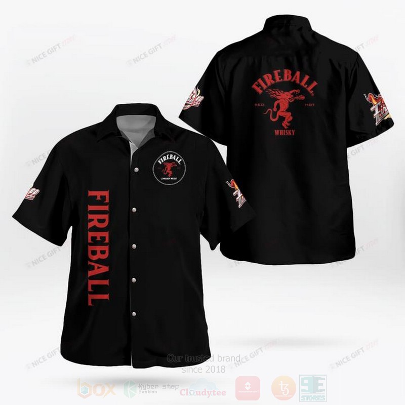 Fireball Whisky Black Hawaiian Shirt