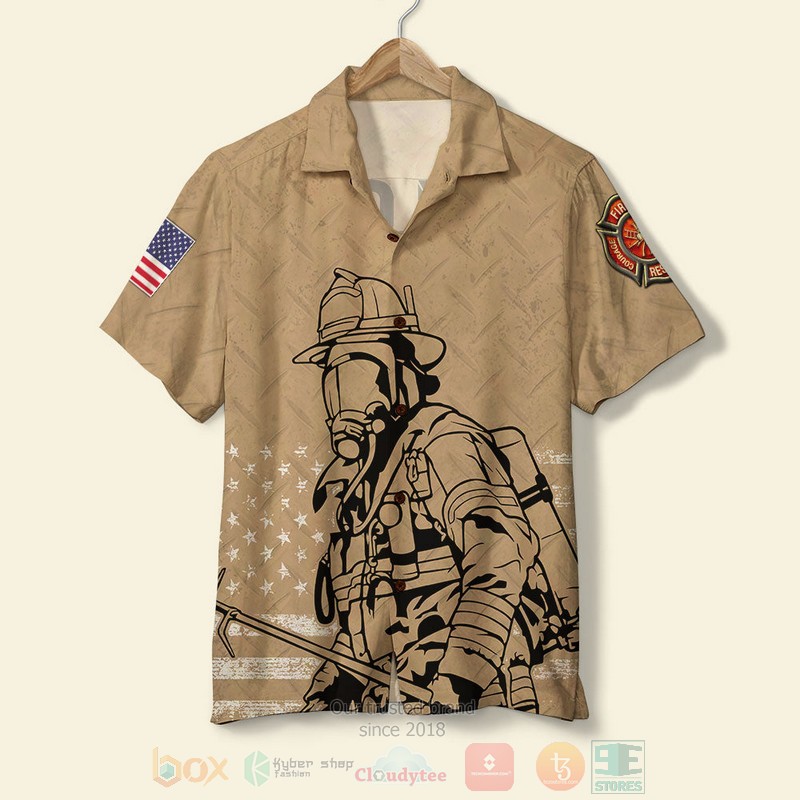 Firefighter American Flag Personalized Hawaiian Shirt