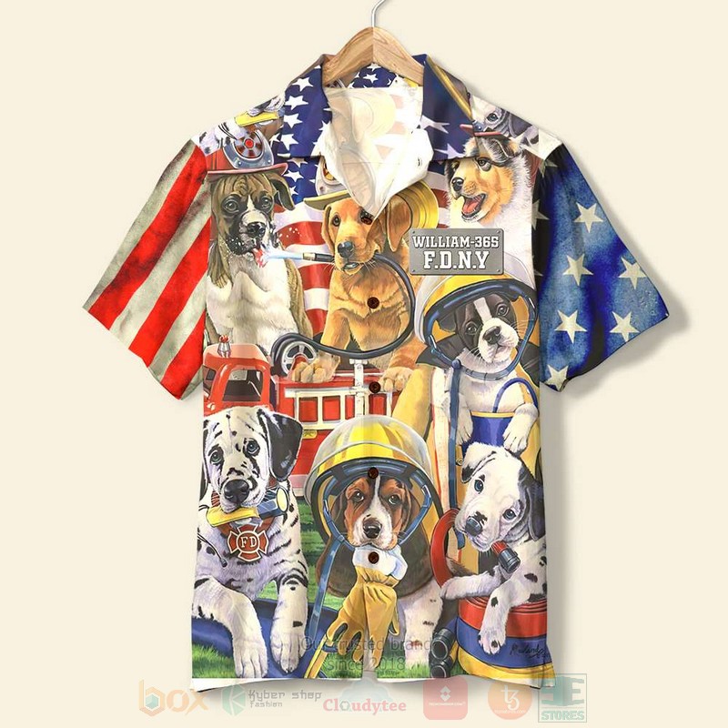 Firefighter Dog With Fire Equipment Personalized Hawaiian Shirt