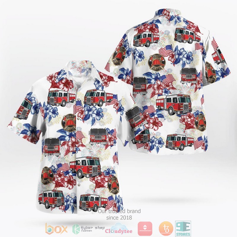 Firefighter Fire Truck Hawaiian Shirt