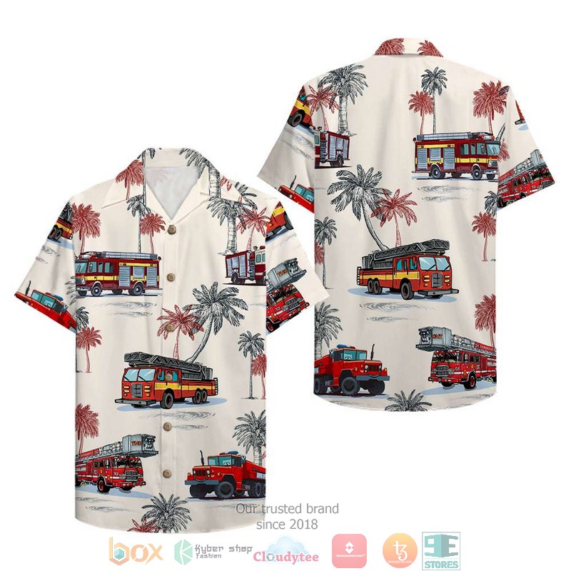 Firefighter Fire Truck Pattern Hawaiian Shirt 2