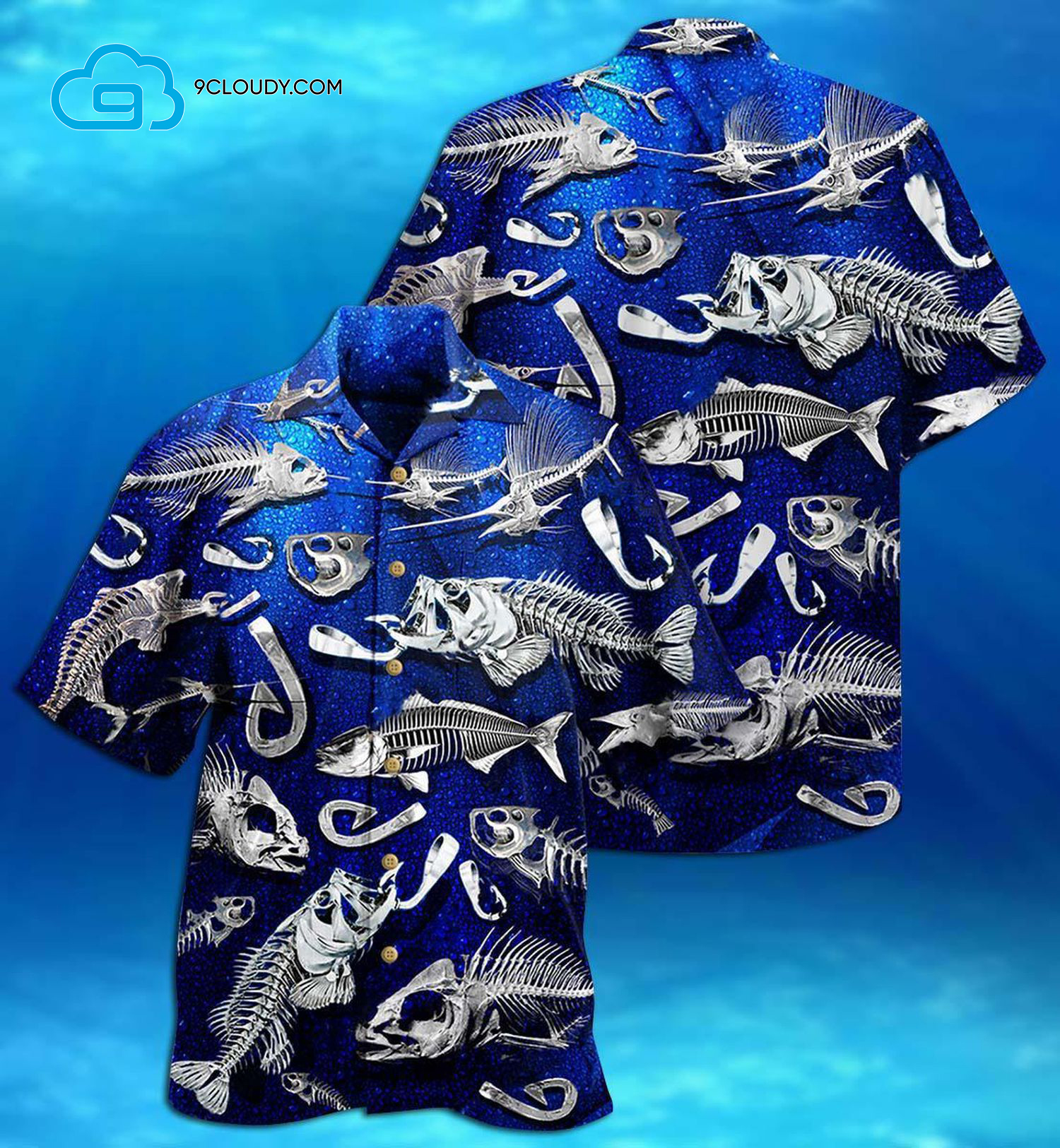 Fishing Fishbone Style All Over Print Hawaiian Shirt