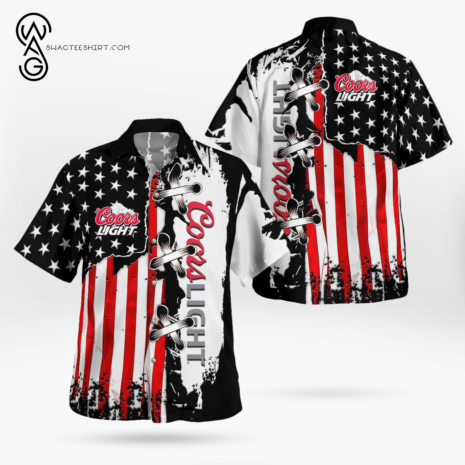 Flag American Coors Light All Over Print Hawaiian Shirt