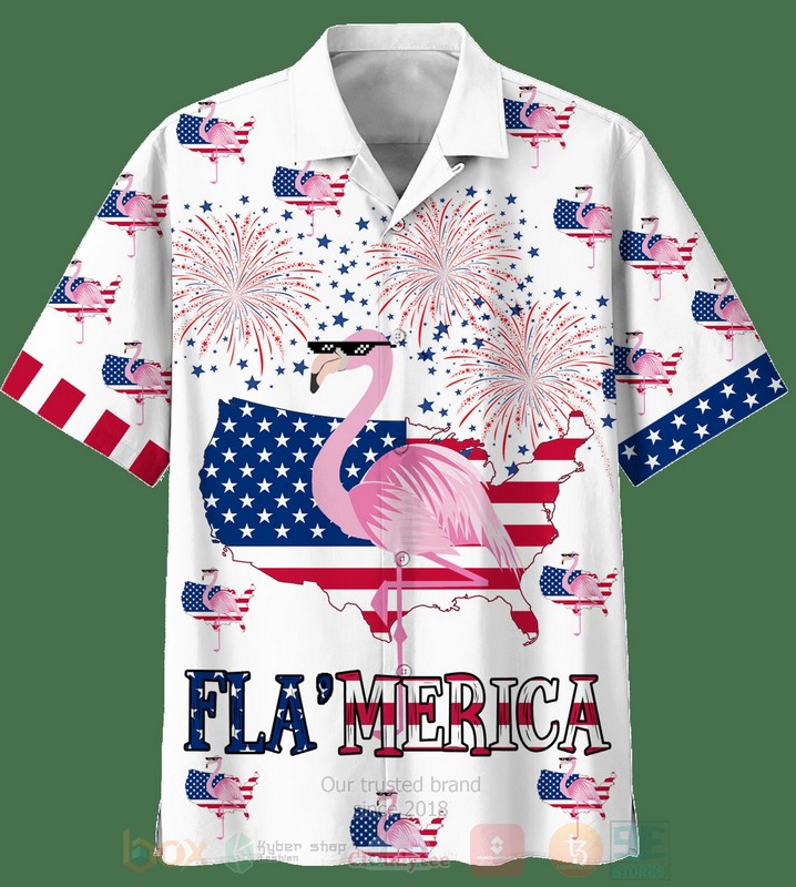 Flamerica Flamingo Style Us Flag Hawaiian Shirt