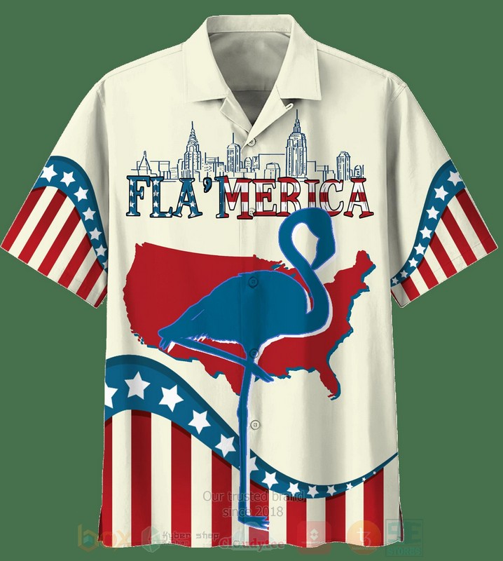 Flamerica Flamingo Us Flag Hawaiian Shirt