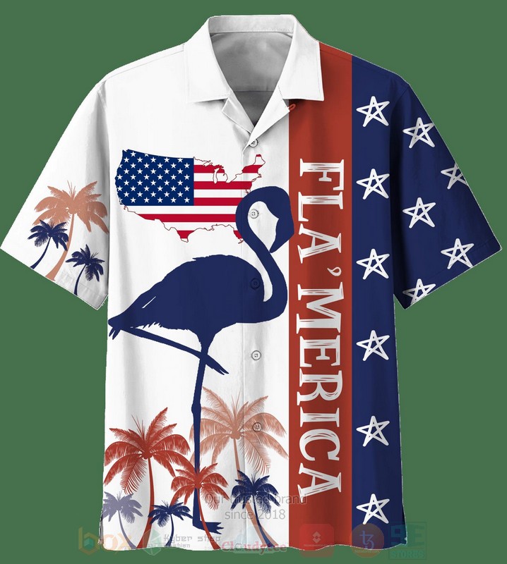 Flamerica Flamingo With Coconut Tree Hawaiian Shirt