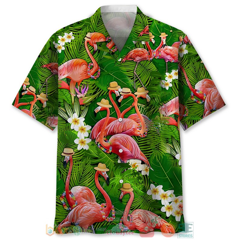 Flamingo Green Tropical Hawaiian Shirt - HomeFavo