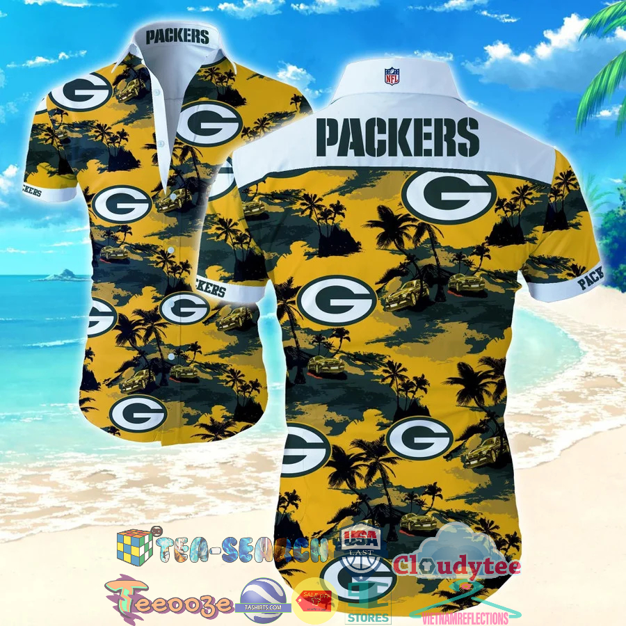 Green Bay Packers Nfl Palm Tree Car Hawaiian Shirt - HomeFavo