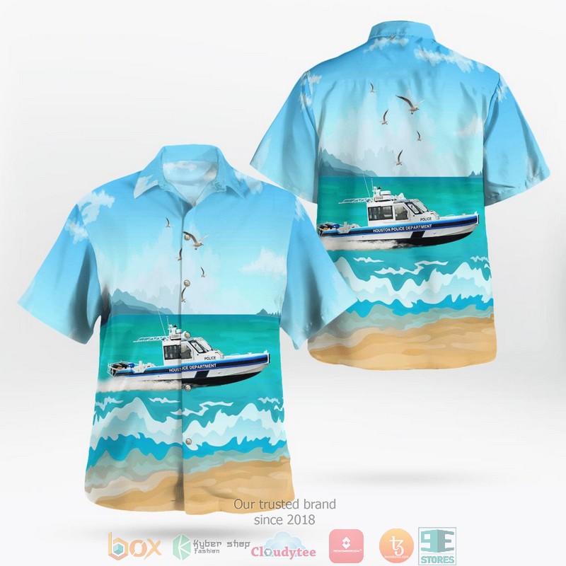 Houston Texas Houston Police Department Metal Shark 32 Defiant Patrol Boat Hawaiian Shirt