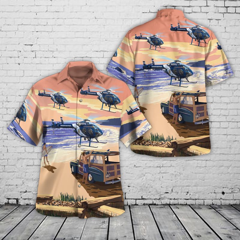 Huntington Beach Police Department Mcdonnell Douglas Md 500N Hawaiian Shirt