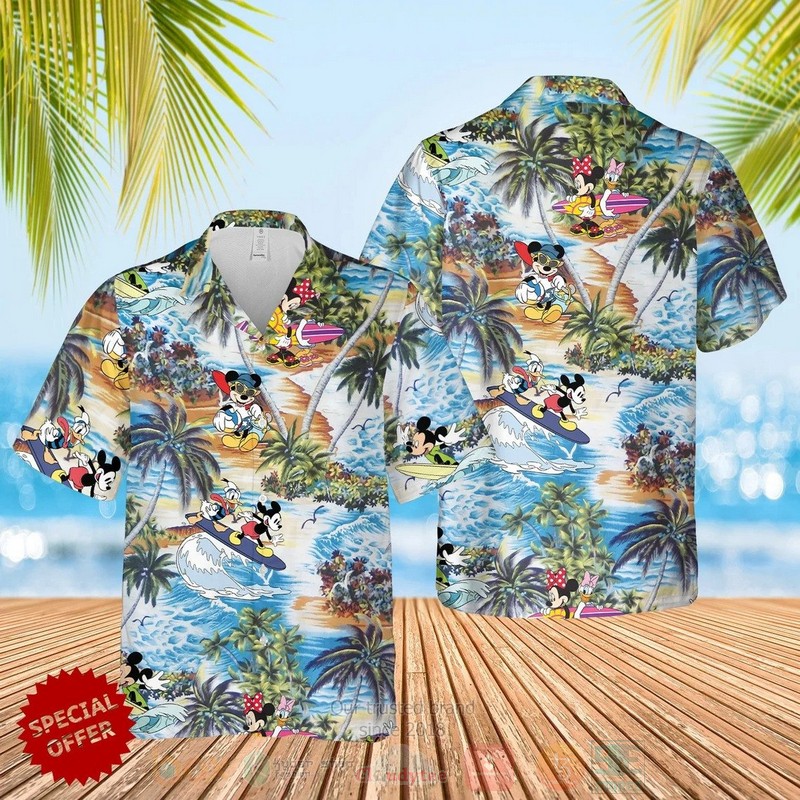 Mickey Mouse Minnie Mouse And Donald Duck Hawaiian Shirt - HomeFavo
