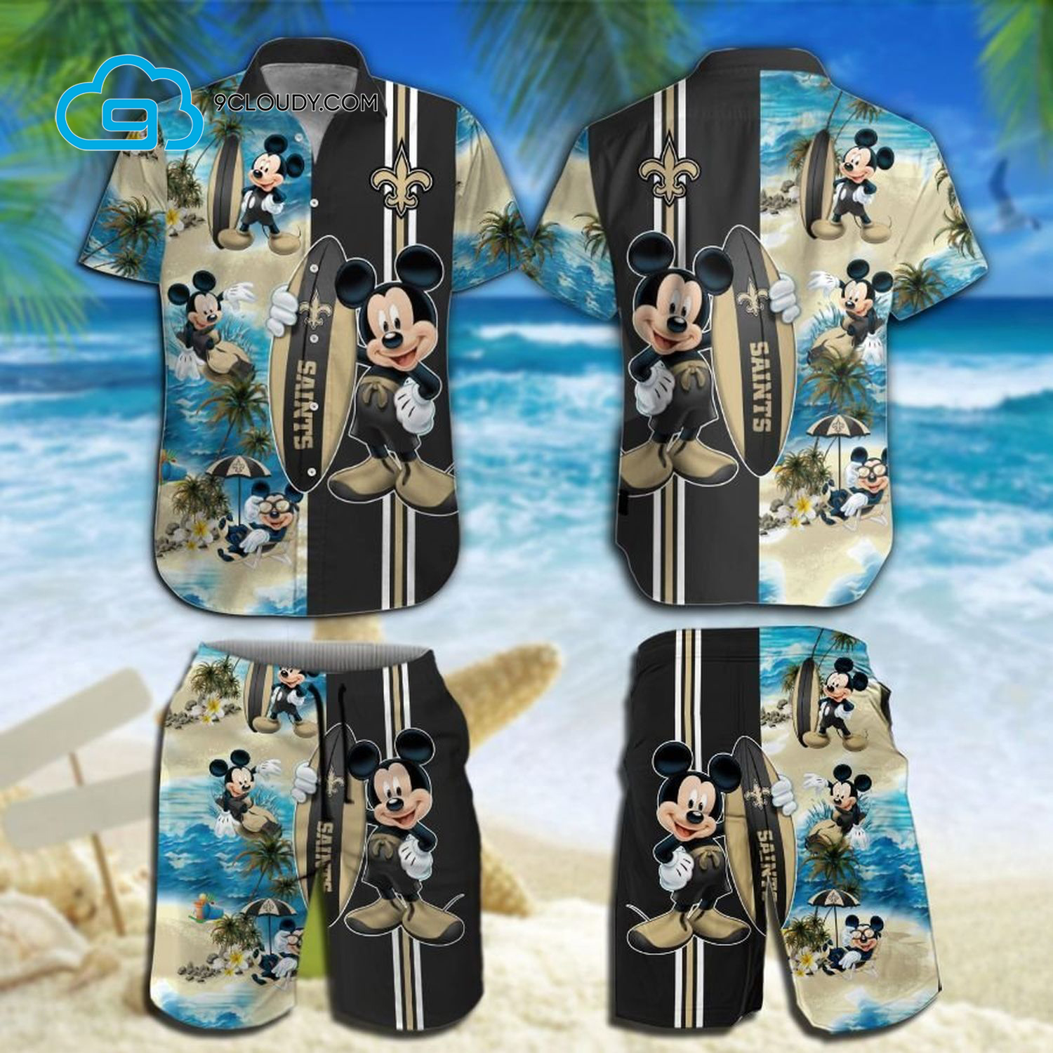 Mickey Mouse New Orleans Saints Nfl Hawaiian Shirt 2